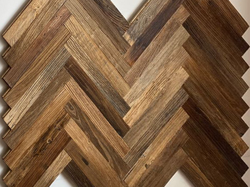 Reclaimed Elm Engineered Flooring-Herringbone Pattern