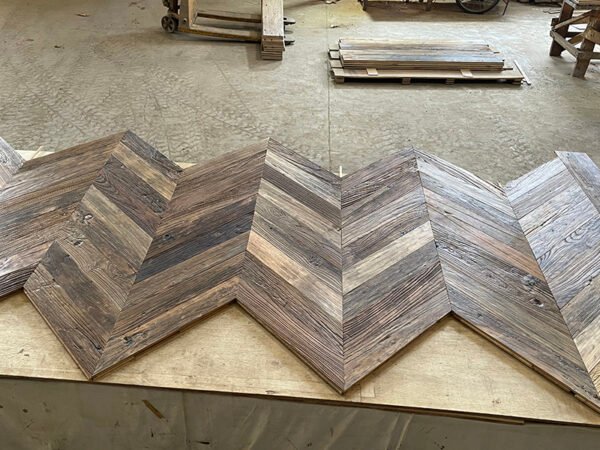 Reclaimed Elm Engineered Flooring-Chevron Pattern