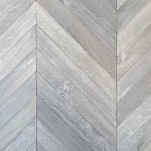 Shrunk Face Engineered Chevron Flooring – Silver Grey