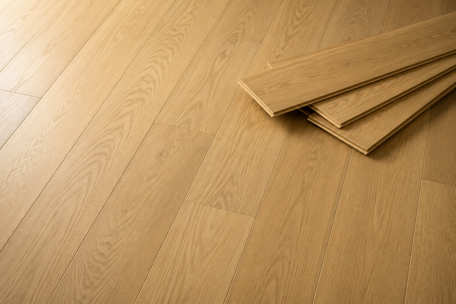 American oak flooring with natural grain patterns
