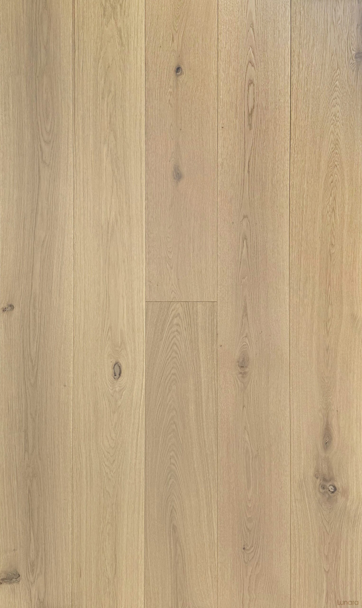 Laguna engineered hardwood flooring showing light natural oak tones, wood grain, and knots